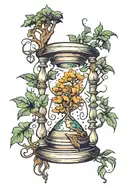 hourglass with tree inside tattoo design idea