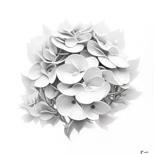 hydrangea bush tattoo design idea