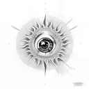 Intense Sun with eyeball  tattoo design idea