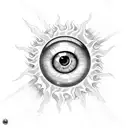 Intense Sun with eyeball  tattoo design idea