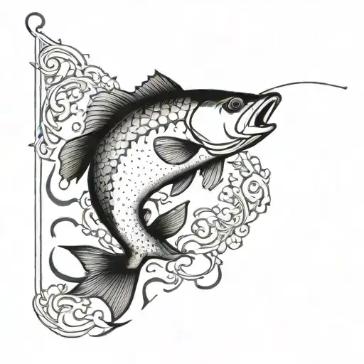 walleye fish chasing a lure   tattoo design idea