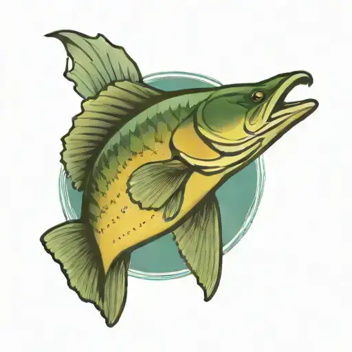 walleye fish chasing a lure   tattoo design idea