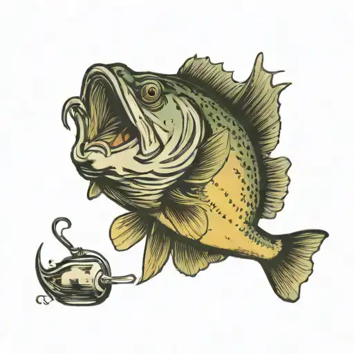 walleye fish chasing a lure   tattoo design idea