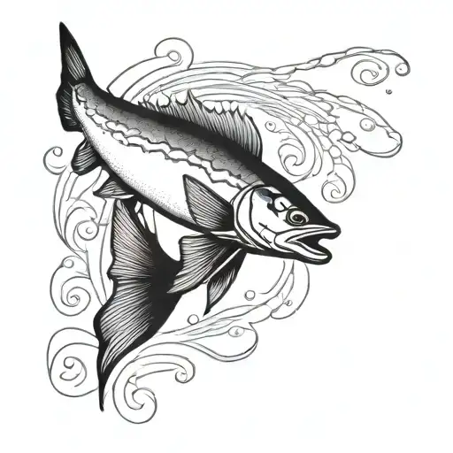 walleye fish cashing a lure   tattoo design idea