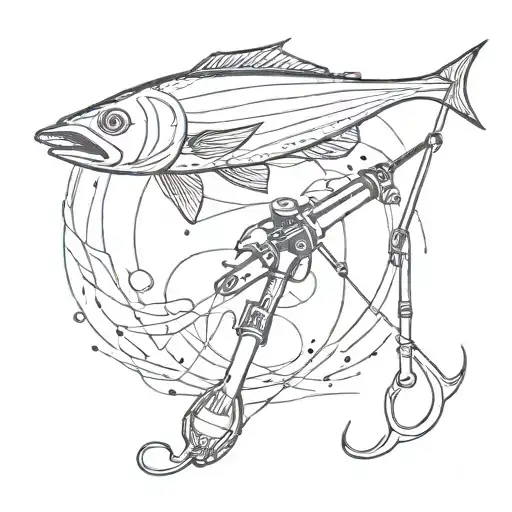 fishing rod tattoo design idea