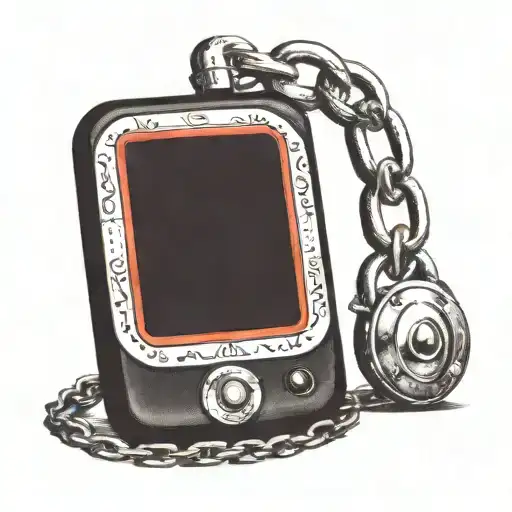 cellphone with ball and chain  tattoo design idea