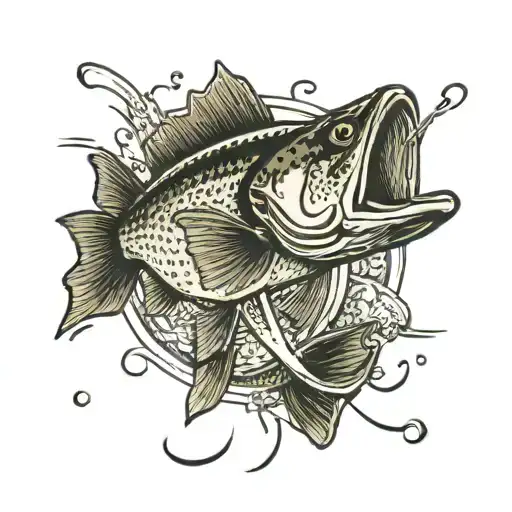 walleye fish chasing a lure   tattoo design idea