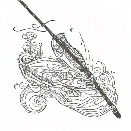 fishing pole tattoo design idea