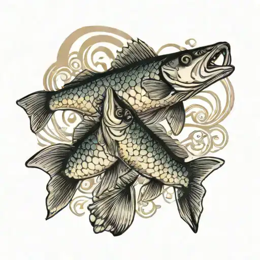 walleye fish chasing a lure   tattoo design idea