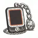 cellphone with ball and chain  tattoo design idea