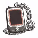 cellphone with ball and chain  tattoo design idea