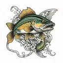 walleye fish chasing a lure   tattoo design idea