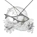 fishing pole tattoo design idea