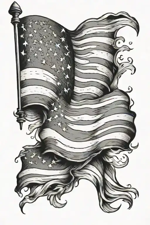 American Flag primarily black tattoo design idea