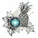 pineapple with galaxy background tattoo design idea