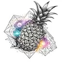 pineapple with galaxy background tattoo design idea