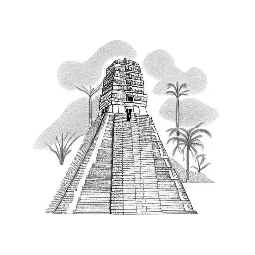  Quetzal posing on Mayan ruin Tikal tattoo design idea