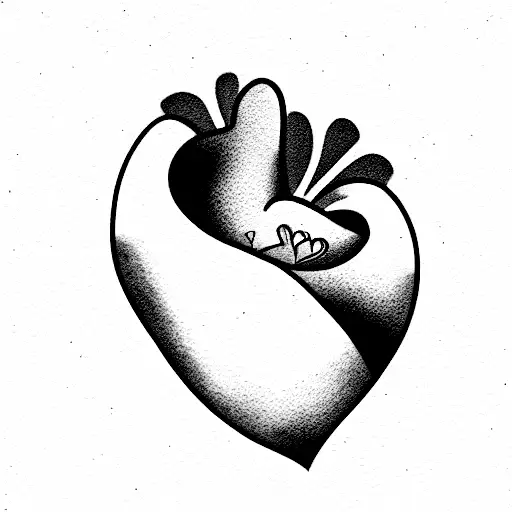 heart beat with baby feets tattoo design idea