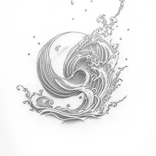 flash art vintage wave color  tattoo design idea