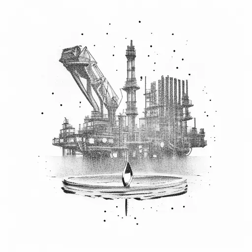 oilfield tower,knife and fork tattoo design idea