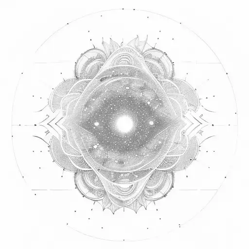  space and time influence radiating postivity, gratitude and growth  tattoo design idea