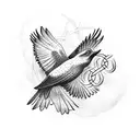 flying Cornish Chough carrying Celtic knot tattoo design idea