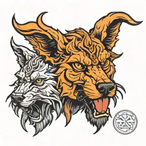 cerberus head tattoo design idea