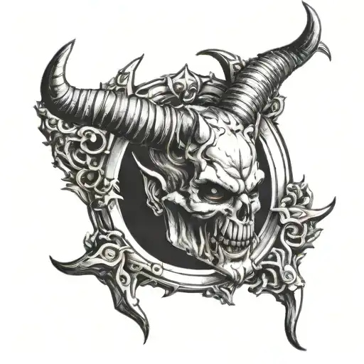 devil horns holding up halo  tattoo design idea