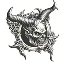 devil horns holding up halo  tattoo design idea