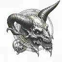 devil horns holding up halo  tattoo design idea
