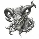 devil horns holding up halo  tattoo design idea