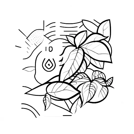 A minimalist tattoo design of a sleek sports car driving through a forest of lush plants tattoo design idea