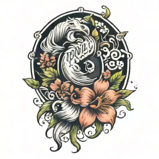 ponies flower  tattoo with wife name  tattoo design idea