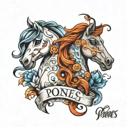 ponies tattoo with wife name  tattoo design idea