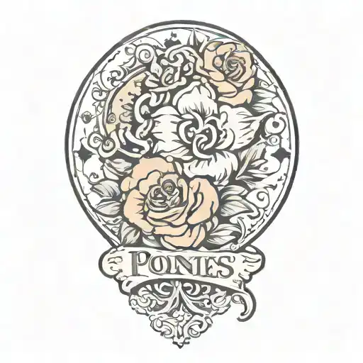 ponies flower  tattoo with wife name  tattoo design idea