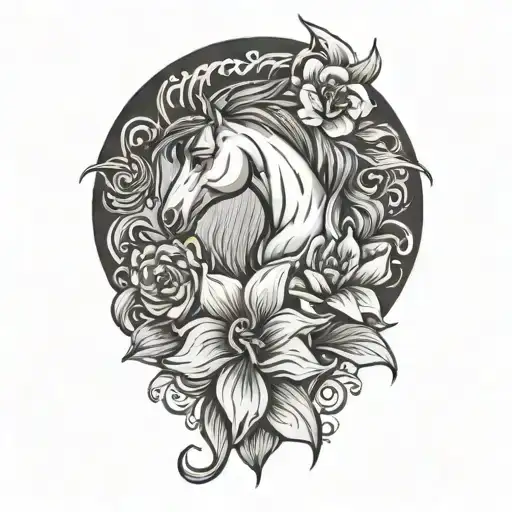 ponies flower  tattoo with wife name  tattoo design idea