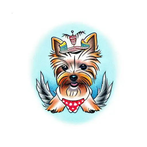 Yorkie dog tattoo design idea