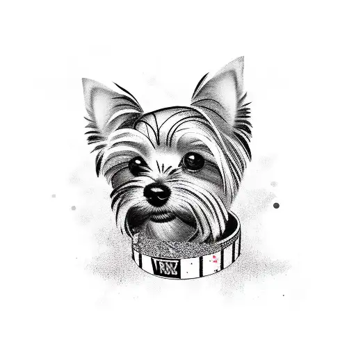 Yorkie dog trash polka tattoo design idea