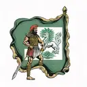 lebanon flag with a phoenician warrior holding tattoo design idea