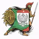 lebanon flag with a phoenician warrior holding tattoo design idea