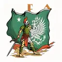 lebanon flag with a phoenician warrior holding tattoo design idea