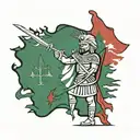 lebanon flag with a phoenician warrior holding tattoo design idea