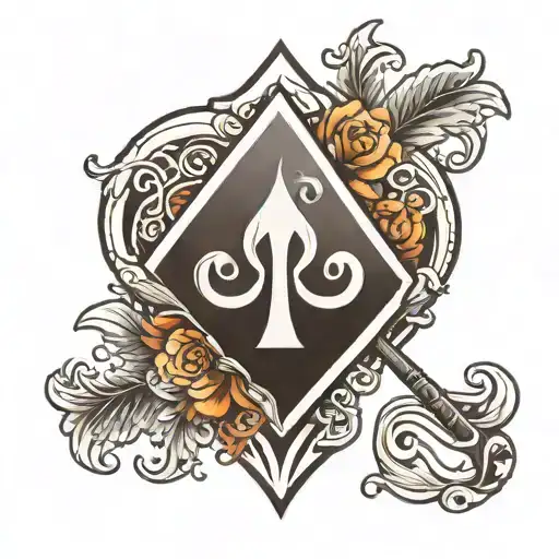 black spade with a white J inside tattoo design idea