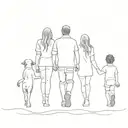 dad walking with black dog retrivier tattoo design idea