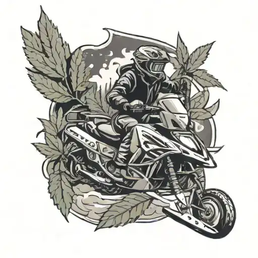 marijuana, snowmobile, music tattoo design idea