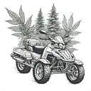 marijuana, snowmobile, music tattoo design idea