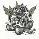 marijuana, snowmobile, music tattoo design idea