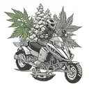 marijuana, snowmobile, music tattoo design idea