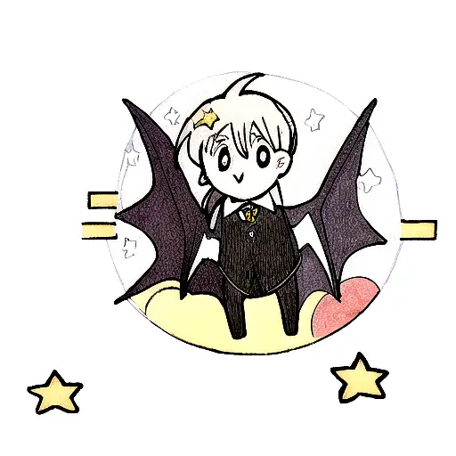 bat and moon and stars details tattoo design idea