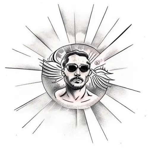 Icarus looking up at the sun tattoo design idea